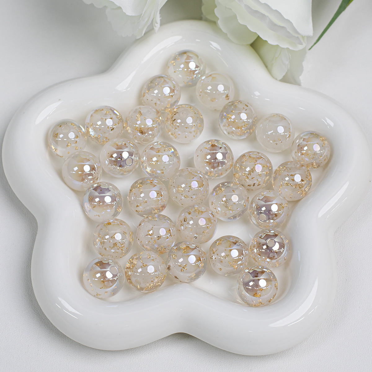 Clear Round Acrylic Beads 12mm 16mm Gold Foil Filled 40pcs 7