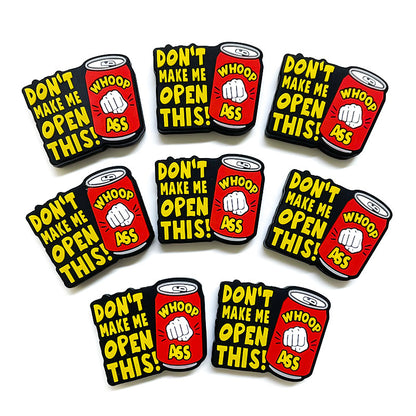 Silicone Focal Beads Cartoon Soda Can Bold Red Slogan 20pcs