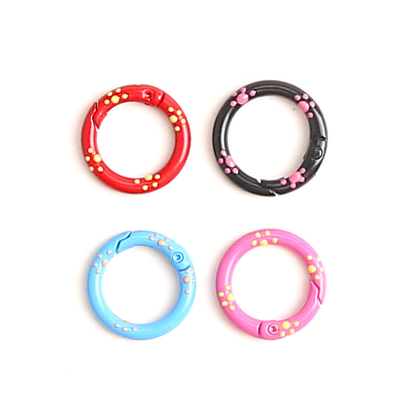 Zinc Alloy Trigger Spring Keyring Painted Kitten Paw 25mm 50pcs 4
