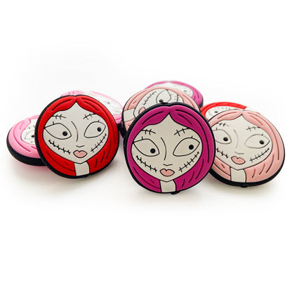 Silicone Focal Beads Halloween Zombie Girl Pink Red Hair 20pcs 2