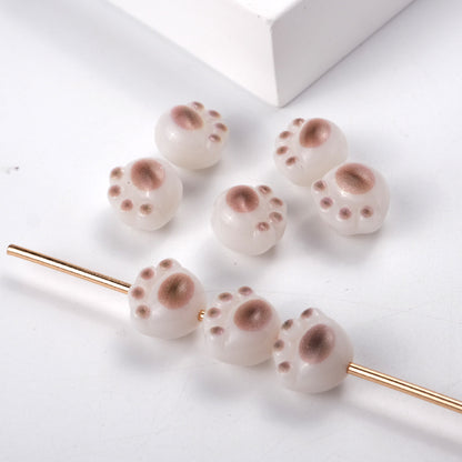 Cartoon 3D Cat Paw Acrylic Beads 12mm Pastel Mixed Colors 100pcs 5