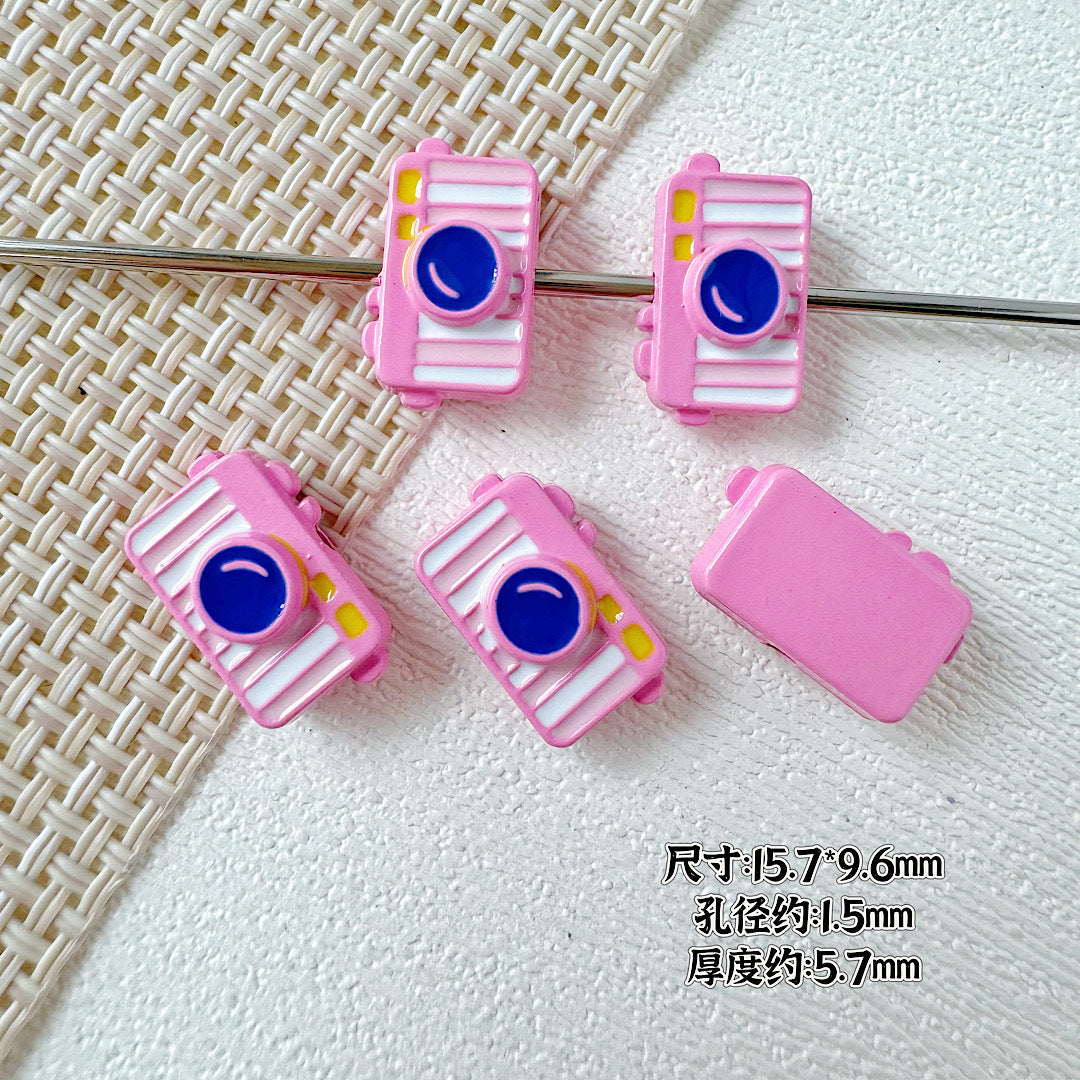 Baking Painted House and Camera Metal Beads 11mm 15mm Pastel Colors 20pcs 22