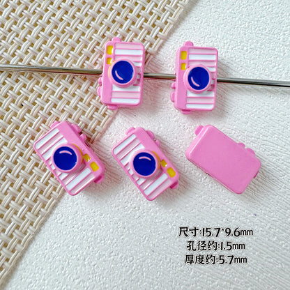 Baking Painted House and Camera Metal Beads 11mm 15mm Pastel Colors 20pcs 22