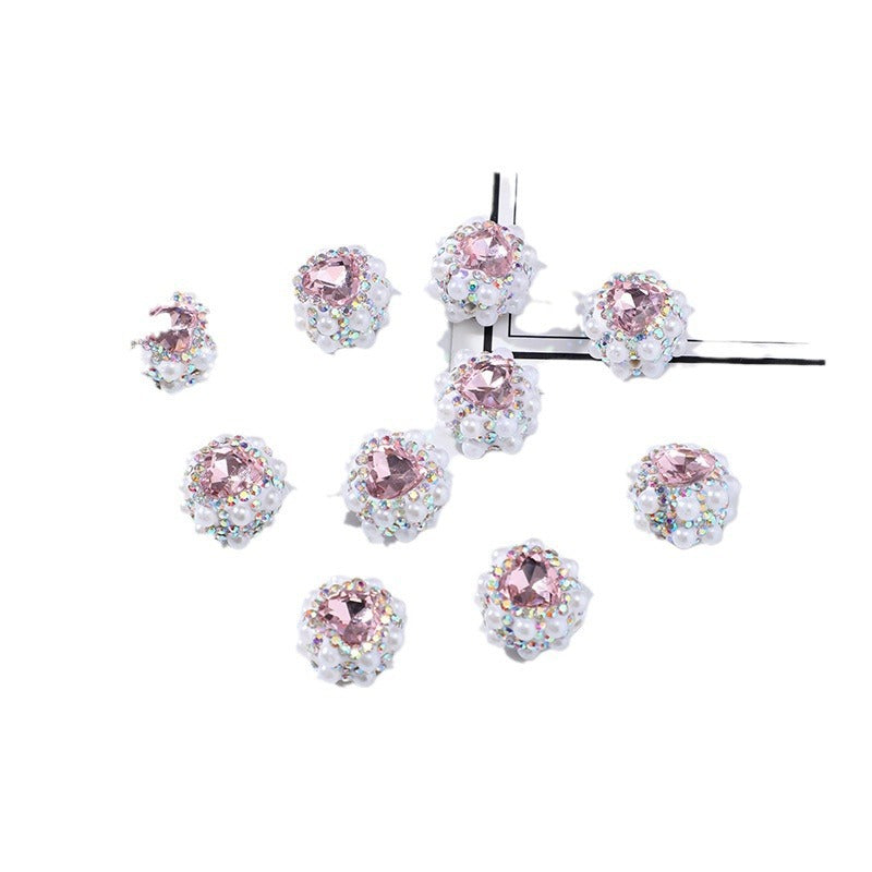 Heart Rhinestone Beads 16mm French Romantic Pastel Pink 10pcs 5