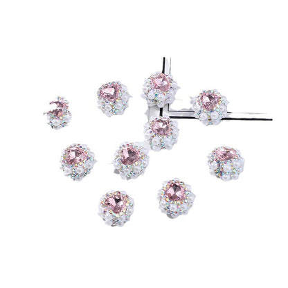 Heart Rhinestone Beads 16mm French Romantic Pastel Pink 10pcs 5
