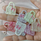 UV Plating Lace Handbag Acrylic Beads 26-32mm Soft Pastel 50pcs 2