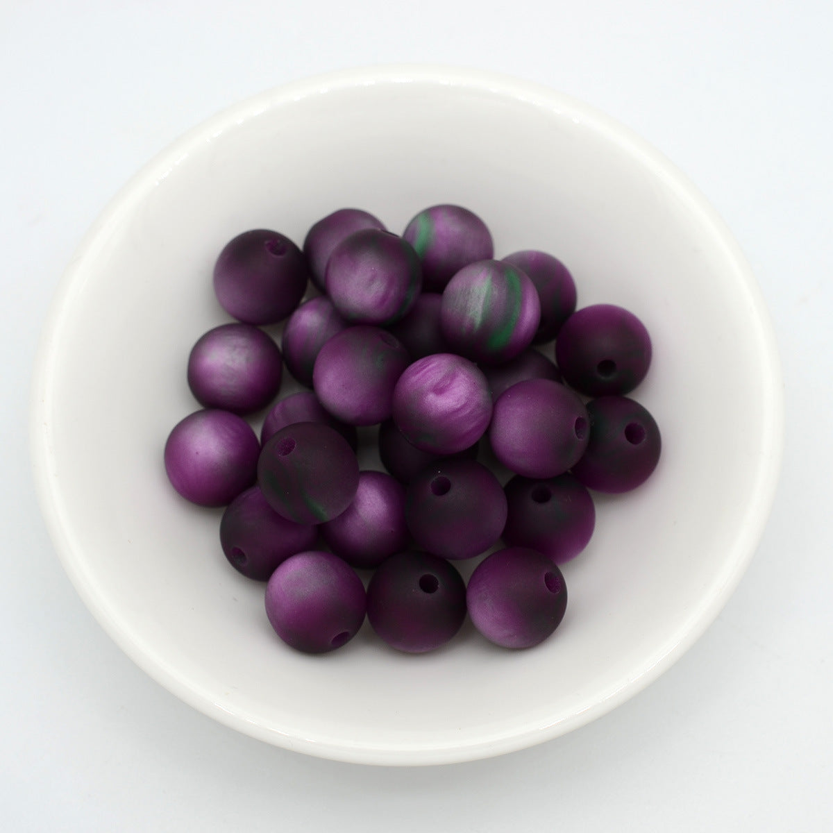 Matte Coloring Striped Resin Beads 10mm Round Mixed Colors 100pcs 8