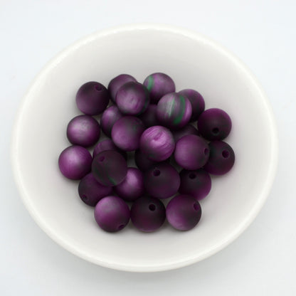 Matte Coloring Striped Resin Beads 10mm Round Mixed Colors 100pcs 8