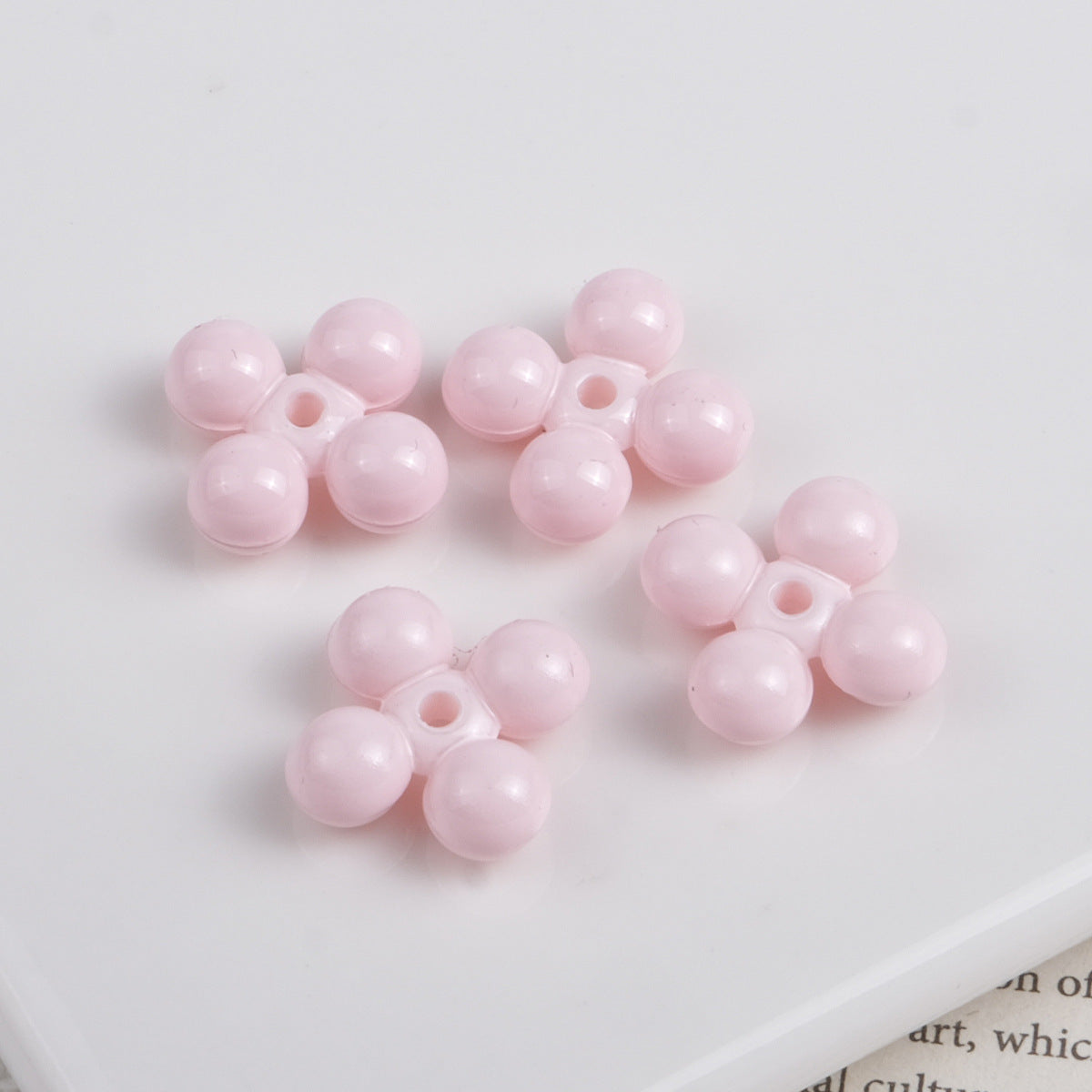 Acrylic Round Four Leaf Petal Spacer Beads 10mm Colored Baking Painted 100pcs 6