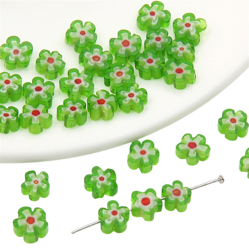 Millefiori Plum Flower Glass Beads 6mm Colorful Mixed 20pcs 12