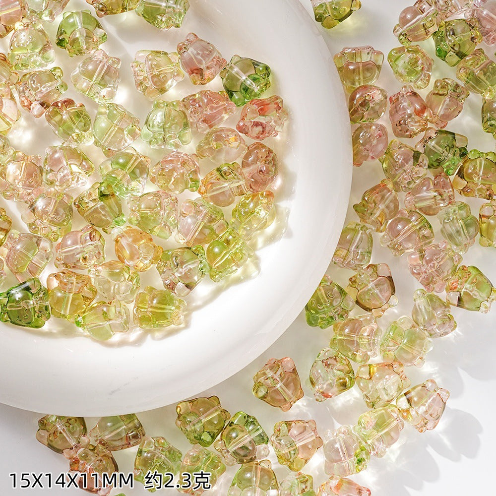 Clear Cartoon Cinnamorol Glass Beads 15mm Mixed Colors 50pcs 10