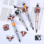 Silicone Focal Beads Farm Highland Cattle Square Cow Surprised Expression 20pcs 4