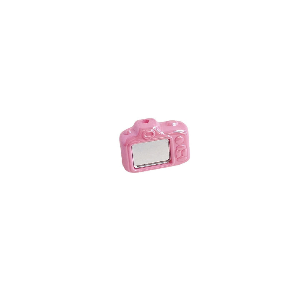 Painted Camera Acrylic Beads 25mm Pastel Colors Glossy Silver 50pcs 5