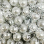 Pearl Acrylic Beads 16mm Imitation White Black Logo Printed 100pcs