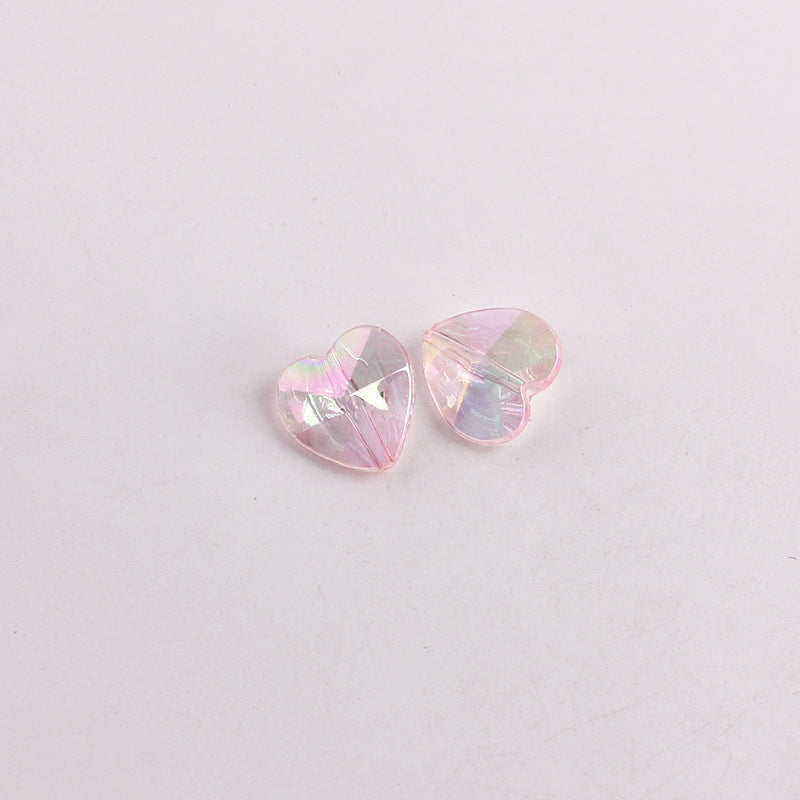 Plating Faceted Heart Acrylic Beads 13mm Transparent AB Colored 100pcs 8