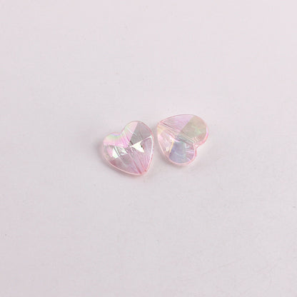 Plating Faceted Heart Acrylic Beads 13mm Transparent AB Colored 100pcs 8