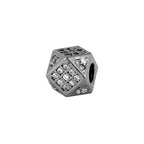 Polygon Brass Metal Beads 9mm Cubic Zirconia Inlaid 4pcs 6