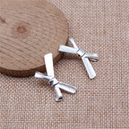 Bow Metal Beads 20*32mm Large Antique Silver Tone 20pcs 3
