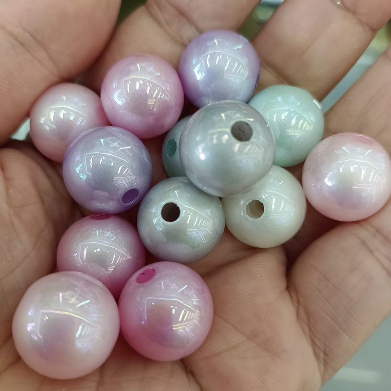 Pearl Round Acrylic Beads 16mm Glossy Pastel Tones 100pcs