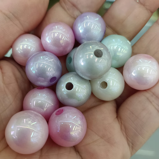 Pearl Round Acrylic Beads 16mm Glossy Pastel Tones 100pcs
