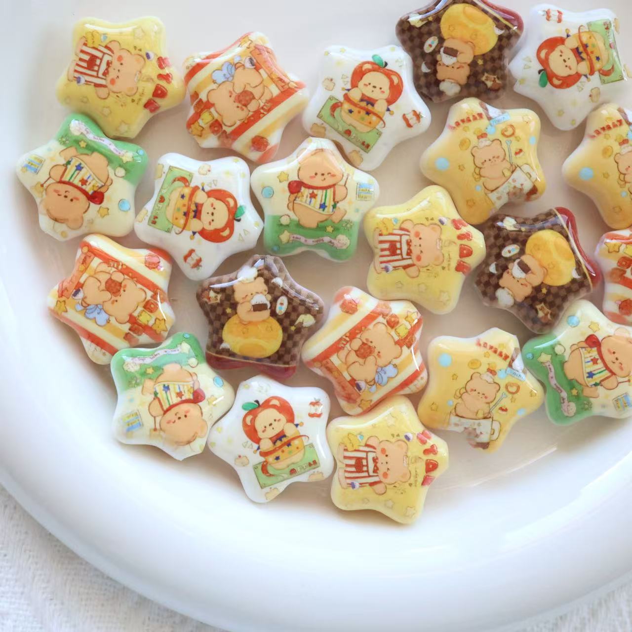 Butterbar Printed Star Acrylic Beads 25mm Glossy Pastel 20pcs 3
