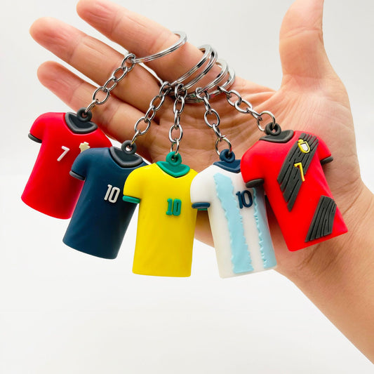 PVC Football Jersey Keychain Vibrant Sports Team Colors