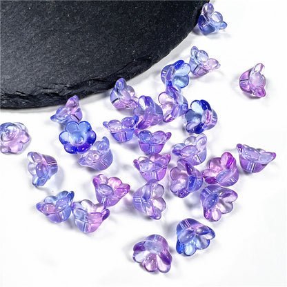 Czech Glass Beads Flower 12mm Iridescent Crystal Clear 50pcs 27