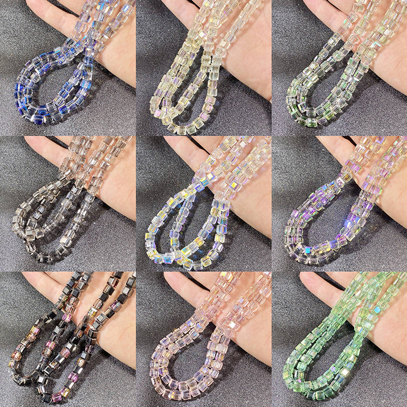 Square Transparent Glass Beads 8mm Clear Iridescent Shine 50pcs 5