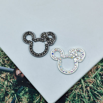 Cute Hollow Rhinestone Mickey Head Alloy Bead Frames 10pcs