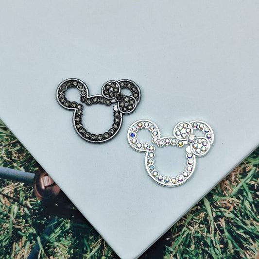 Cute Hollow Rhinestone Mickey Head Alloy Bead Frames 10pcs