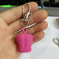 Silicone Chapstick Keychain Caps Crown Striped Smooth Shapes 3pcs 8