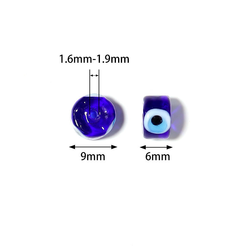 Lampwork Glass Beads Evil Eye Barrel 9mm Glossy Cylindrical 10pcs 6