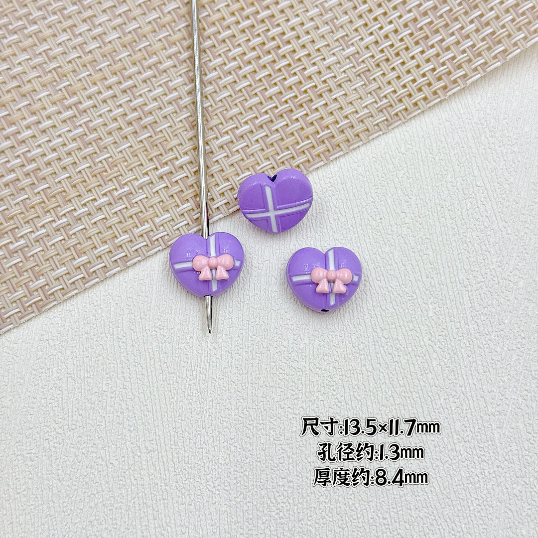 Bouquet and Heart Gift Box Metal Beads 13mm 16mm Pastel Painted 10pcs 17