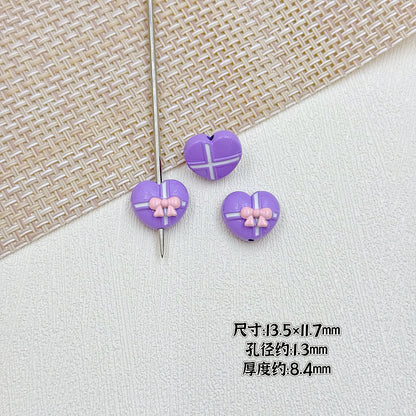 Bouquet and Heart Gift Box Metal Beads 13mm 16mm Pastel Painted 10pcs 17