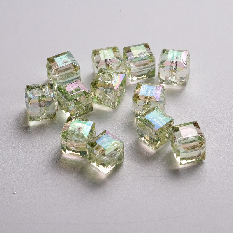 Transparent Faceted Square Acrylic Beads 8mm Plating Pastel Glow 500pcs 9