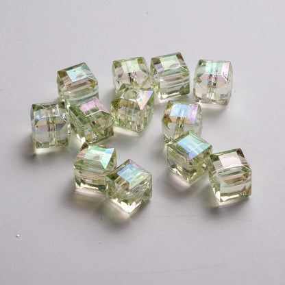 Transparent Faceted Square Acrylic Beads 8mm Plating Pastel Glow 500pcs 9
