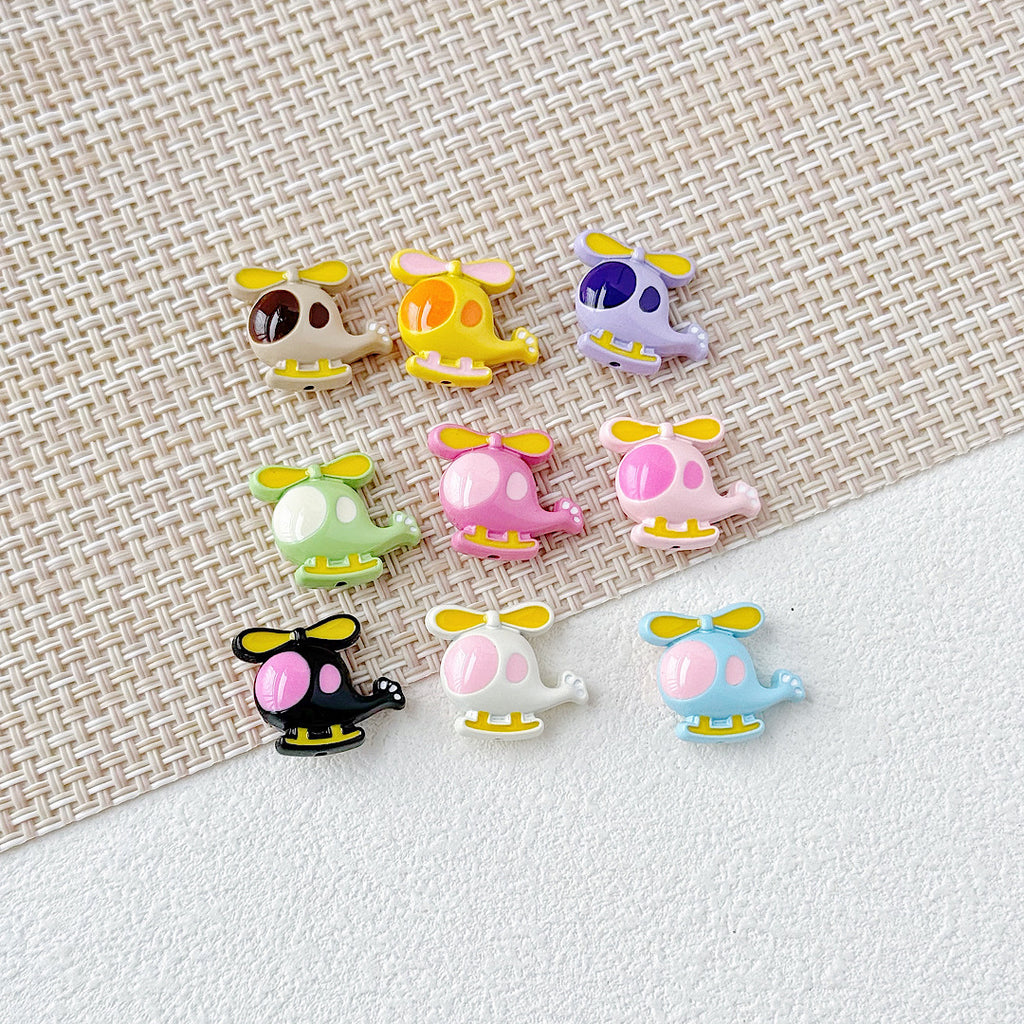 Helicopter and Satellite Metal Beads 17mm Painted Pastel Alloy 10pcs 14