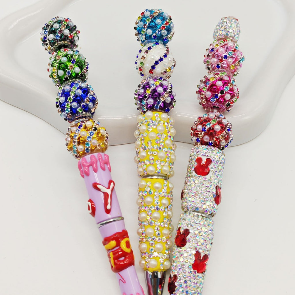 Wavy Rhinestone Beads 18mm Bubblegum Acrylic Multicolor 4pcs 4