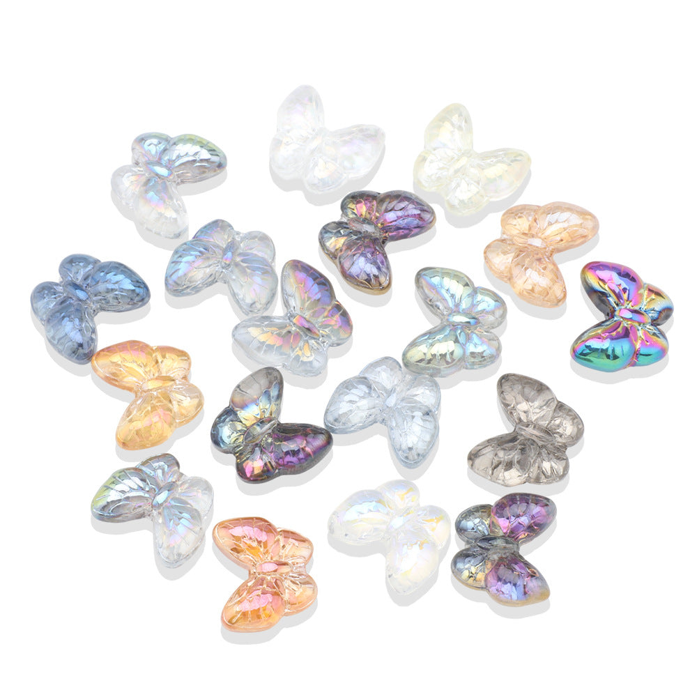 Plating Butterfly Glass Beads 17x10mm Iridescent Detailed Wings 10pcs 5