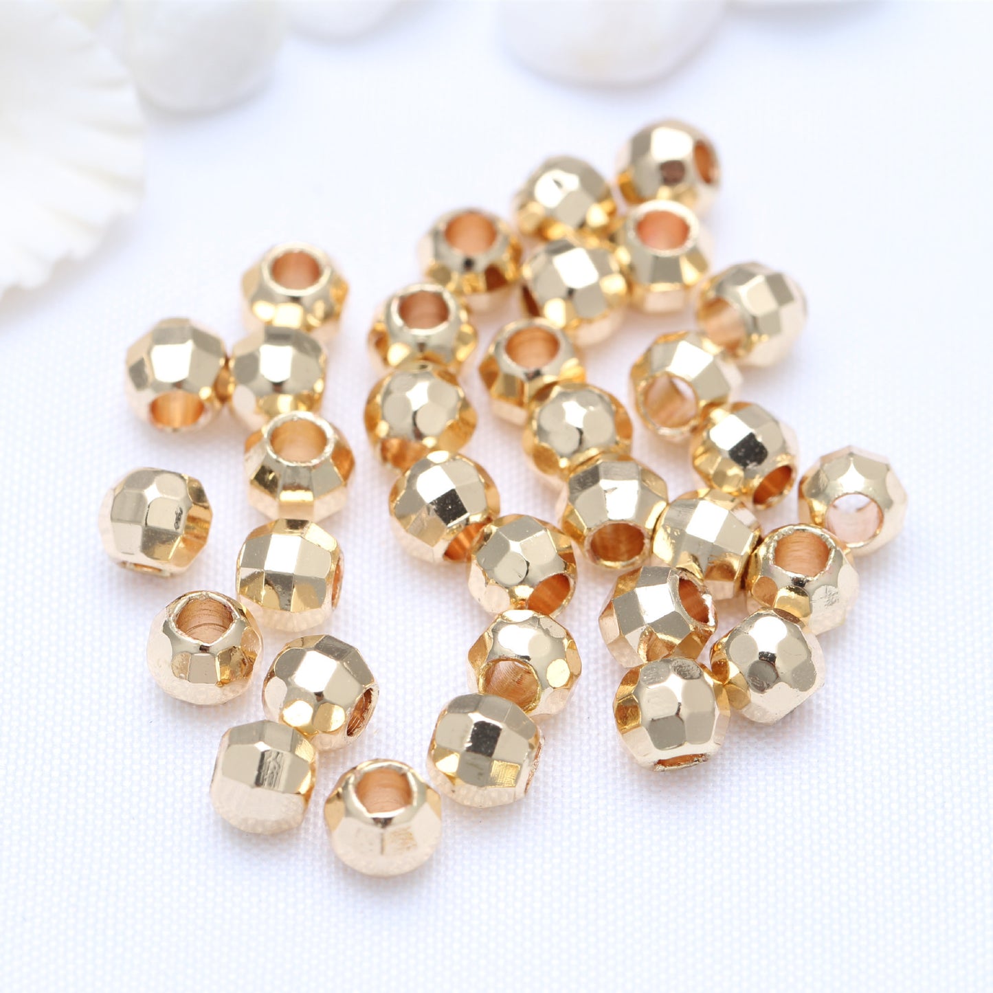 Brass Faceted Round Metal Beads 3-6mm Jewel Tone Sparkle 100pcs 7