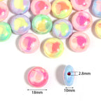 Two-Color Flat Round Bear Printed Acrylic Beads 18mm 10pcs 3