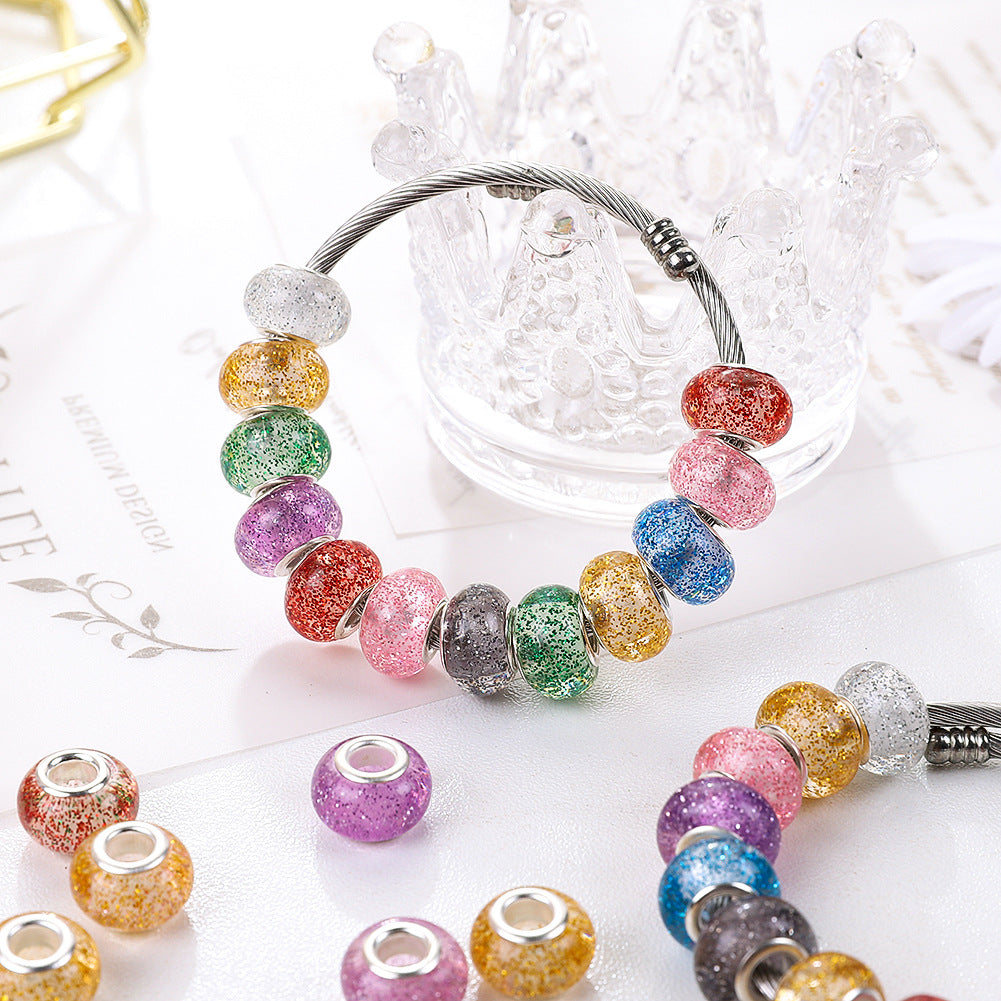Resin Spacer Beads 14mm Transparent Glitter Powder 100pcs 2