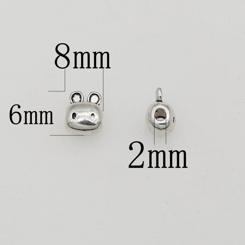 Easter Carrot and Rabbit Metal Beads 8mm Polished Silver Tone 100pcs 7