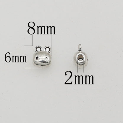Easter Carrot and Rabbit Metal Beads 8mm Polished Silver Tone 100pcs 7
