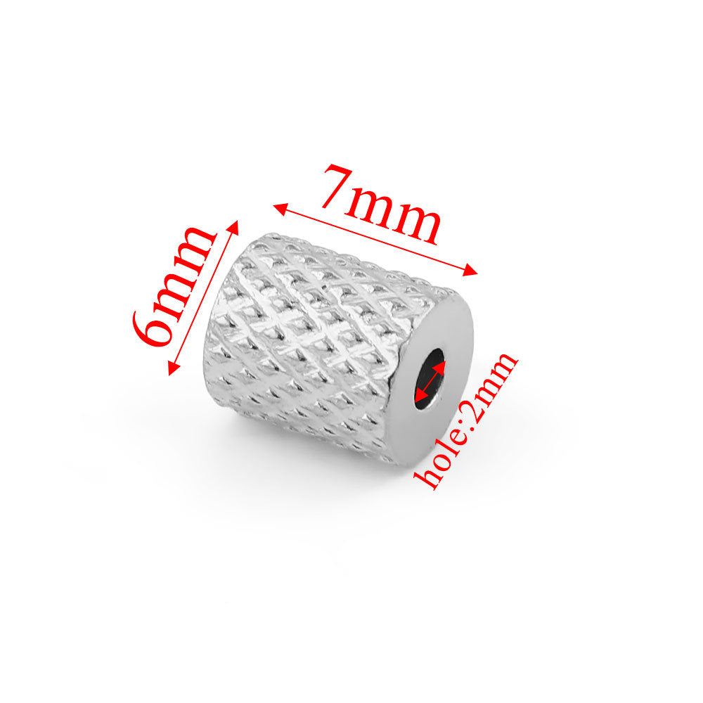 Stainless Steel Tube Metal Beads Patterned 6x7mm and 8mm 20pcs 6
