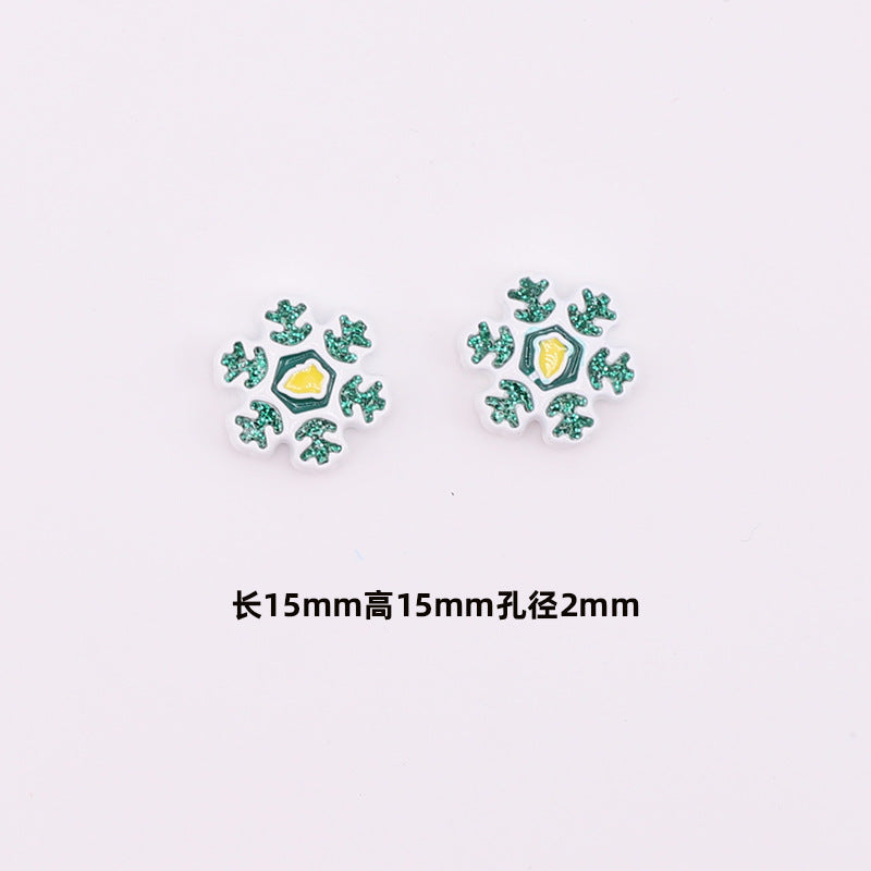 Snowflake Metal Beads 15mm Baking Painted Color Glitter 10pcs 8