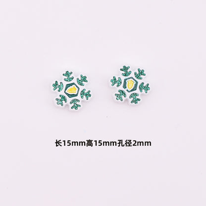 Snowflake Metal Beads 15mm Baking Painted Color Glitter 10pcs 8