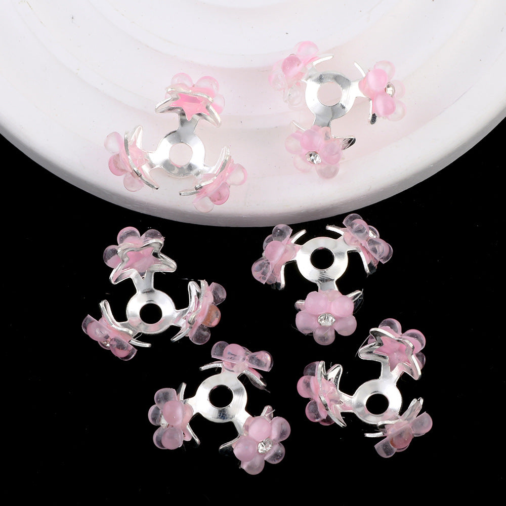 Alloy Flower Bead Caps 25mm Rhinestone Paved 10pcs 3