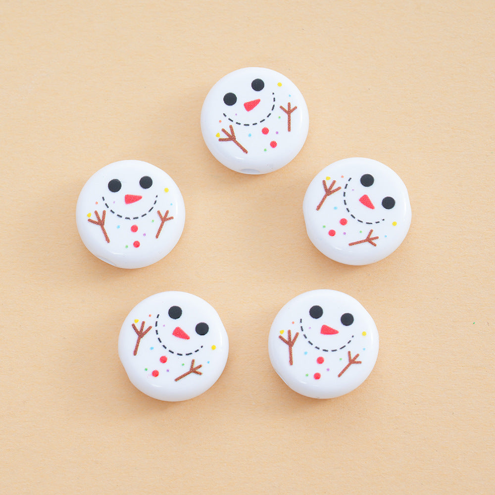 Baking Painted Flat Acrylic Beads 18mm Christmas Series 10pcs 9