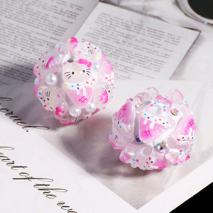 Embellished Bubblegum Beads 20mm Sanri Figures Cluster 5pcs 13